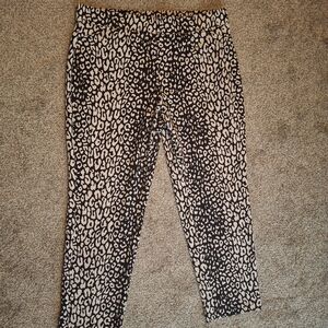 Michael Kors Black and White Leopard Print Cropped Pants